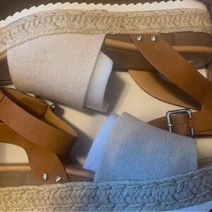 Women's Tan and Beige Espadrille Sandals
